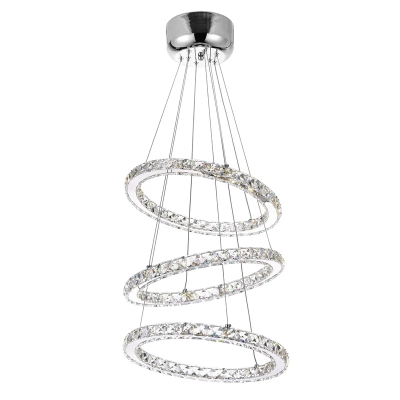 Ring Integrated LED 3-Ring 16in Chrome Chandelier — CWI Lighting LED Pendant Lights  