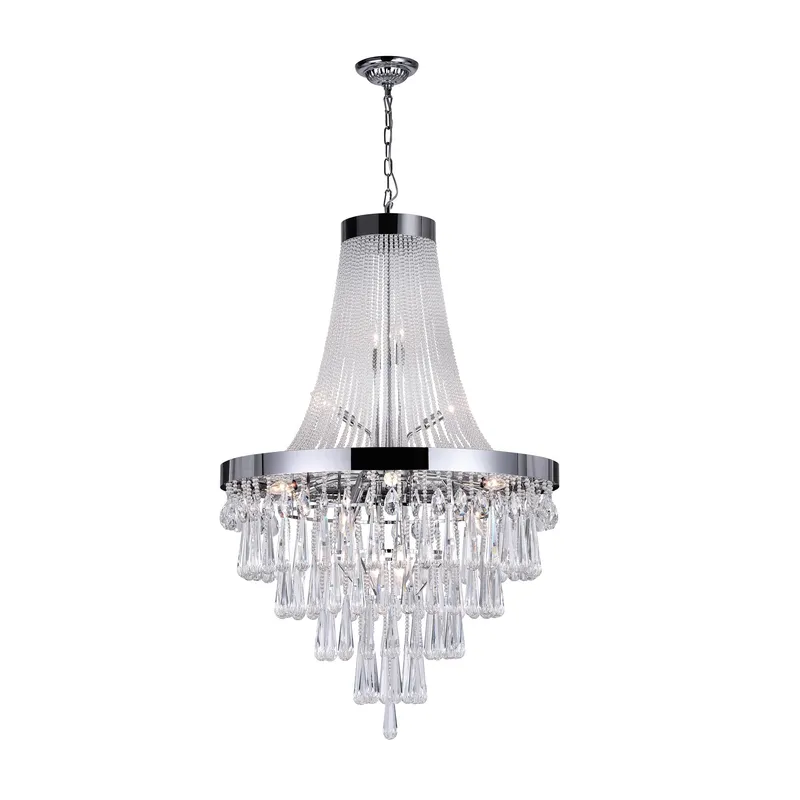 Vast 17 Light Down Chandelier With Chrome Finish — CWI Lighting LED Pendant Lights  