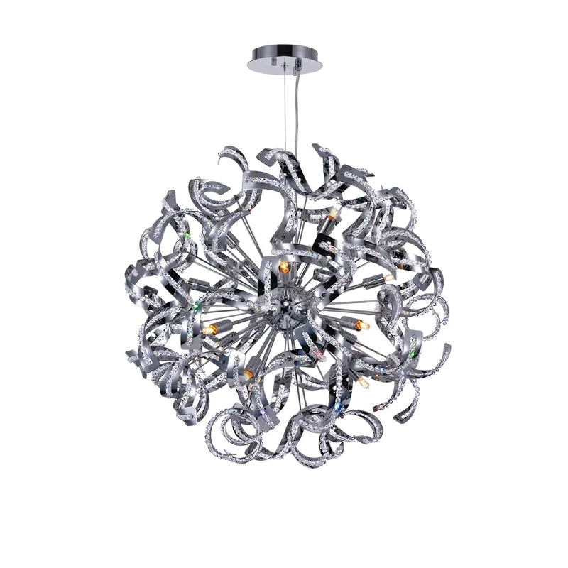 Swivel 14 Light 22in Chrome Chandelier — CWI Lighting LED Pendant Lights  