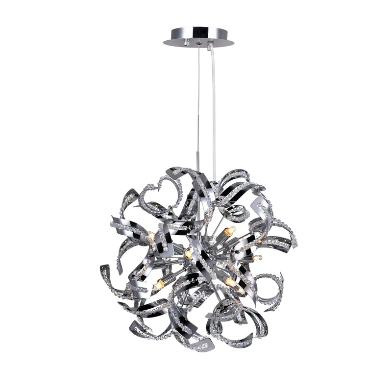 Swivel 12 Light 19in Chrome Chandelier — CWI Lighting LED Pendant Lights  