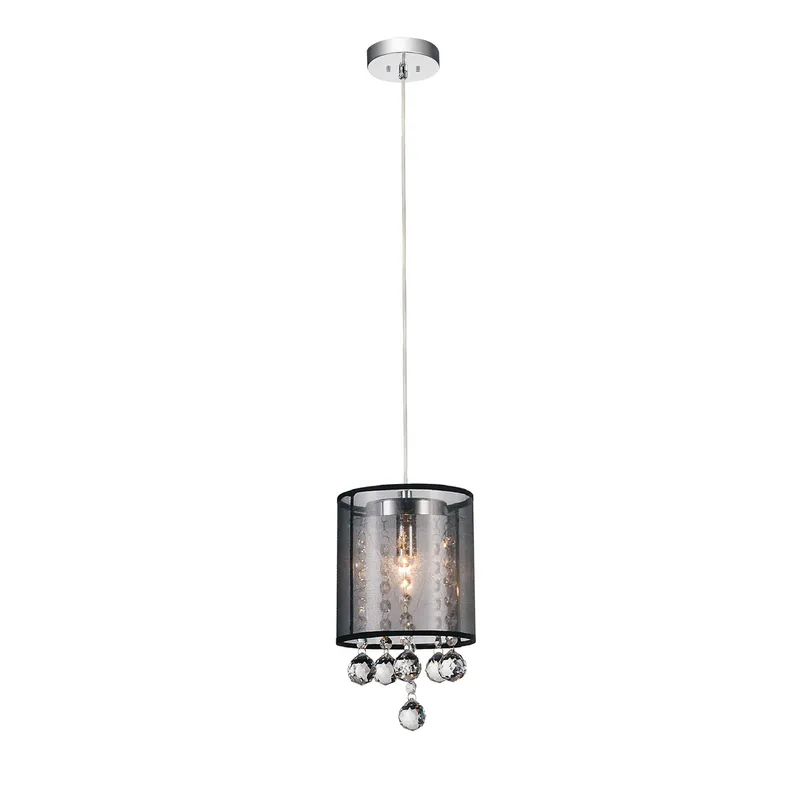 Radiant 1 Light Drum Shade Mini Pendant With Chrome Finish — CWI Lighting LED Pendant Lights  