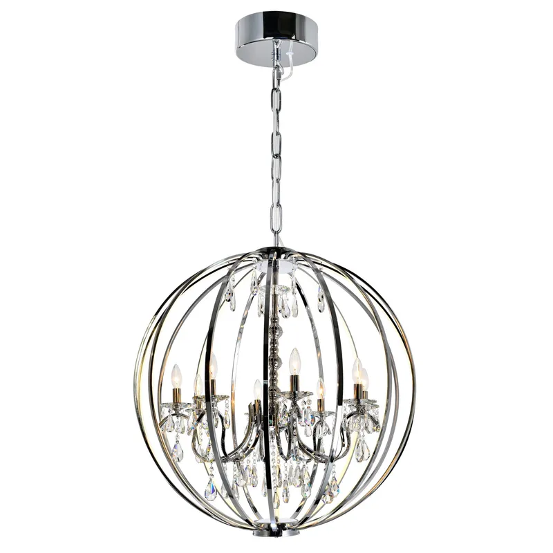 Abia 8 Light Chrome Chandelier — CWI Lighting LED Pendant Lights  