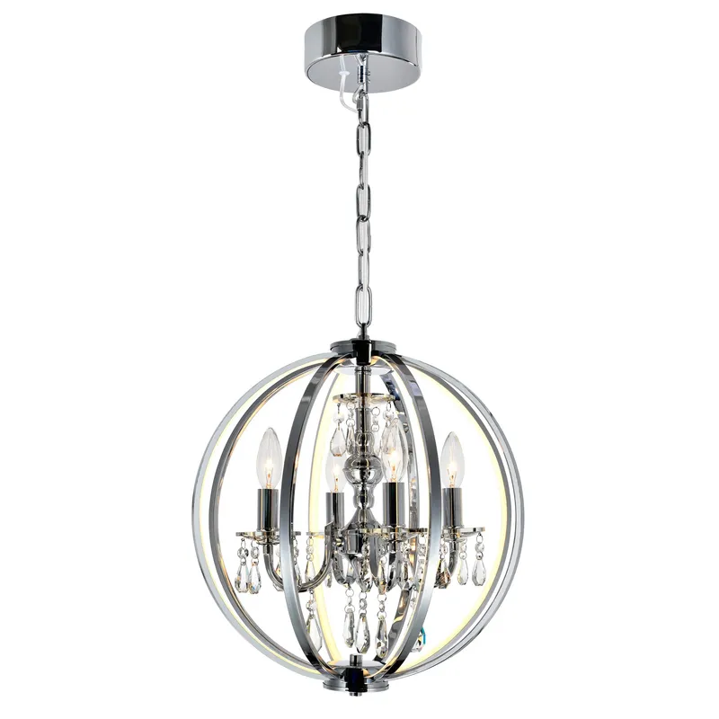 Abia 4 Light Chrome Chandelier — CWI Lighting LED Pendant Lights  