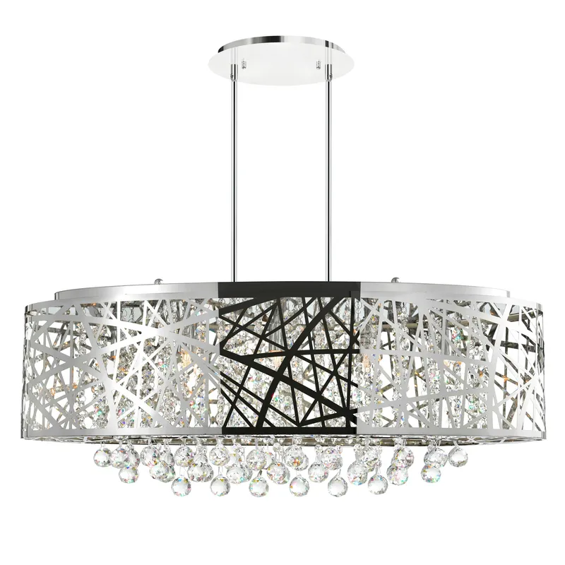 Eternity 8 Light 32in Chrome Drum Shade Chandelier — CWI Lighting LED Pendant Lights  