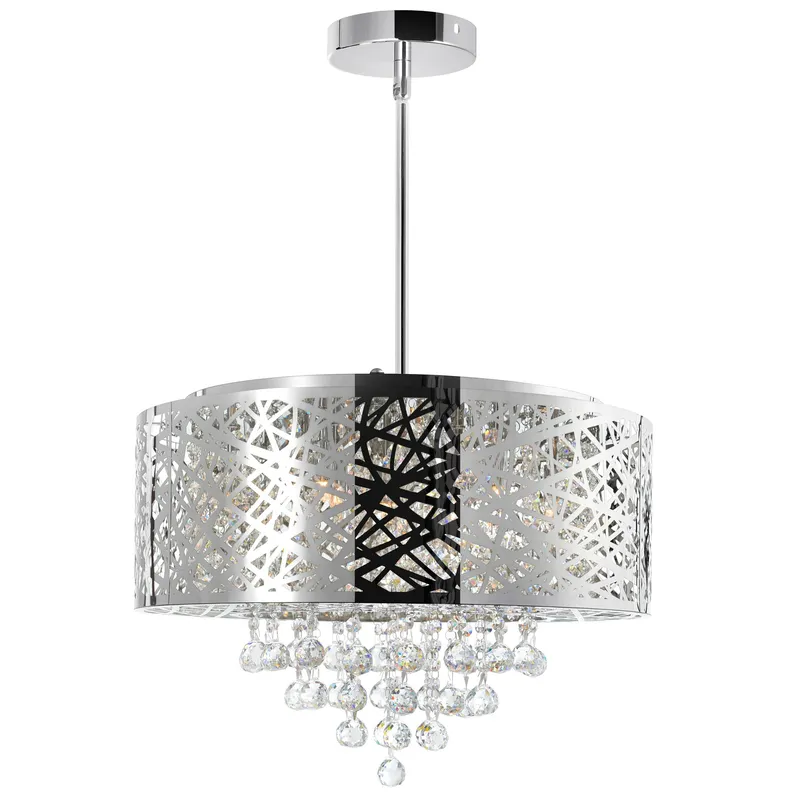 Eternity 9 Light 22in Chrome Drum Shade Chandelier — CWI Lighting LED Pendant Lights  