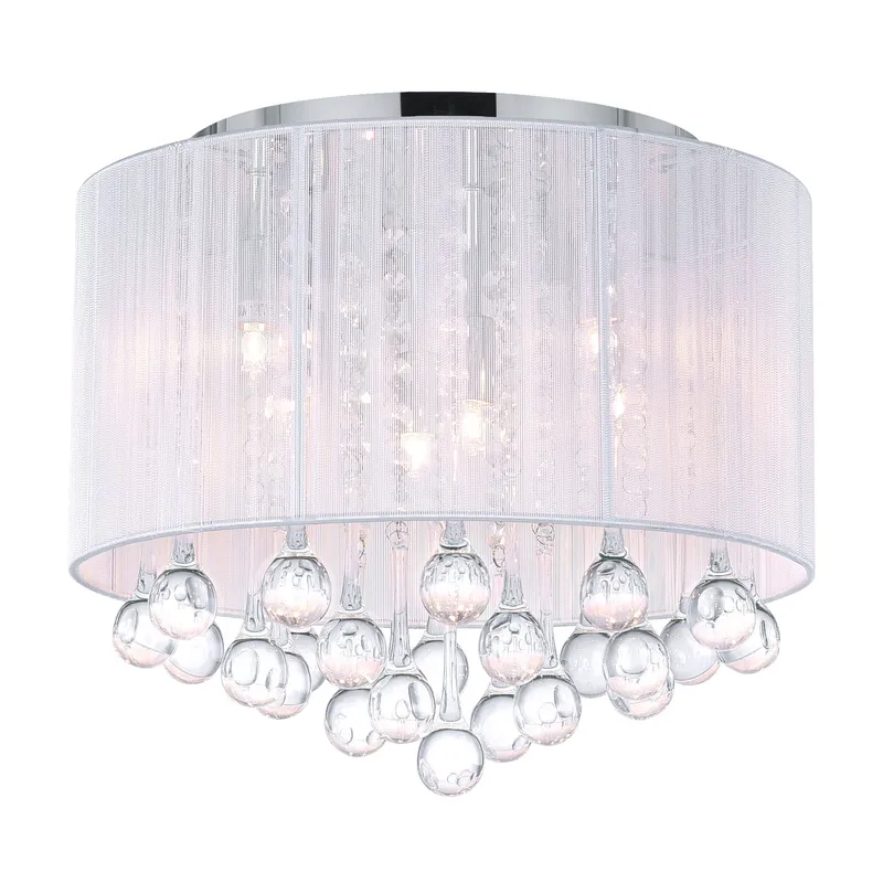 Water Drop 6 Light Chrome Flush Mount With White Shade — CWI Lighting LED Ceiling Lights  