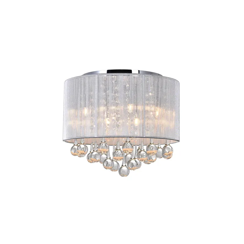 Water Drop 6 Light Chrome Flush Mount With Silver Shade — CWI Lighting LED Ceiling Lights  