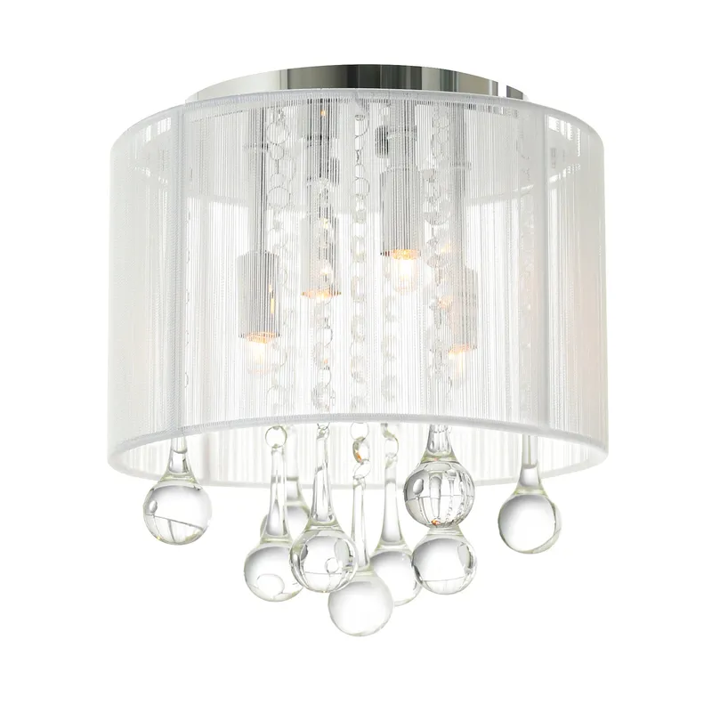 Water Drop 4 Light Chrome Flush Mount With White Shade — CWI Lighting LED Ceiling Lights  