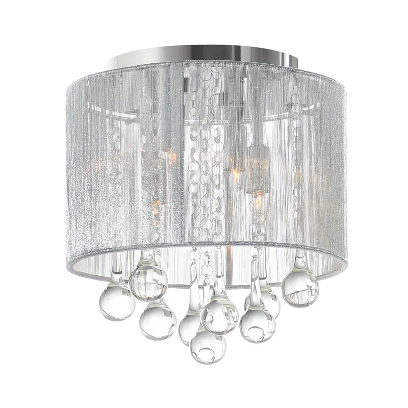 Water Drop 4 Light Chrome Flush Mount With Silver Shade — CWI Lighting LED Ceiling Lights  