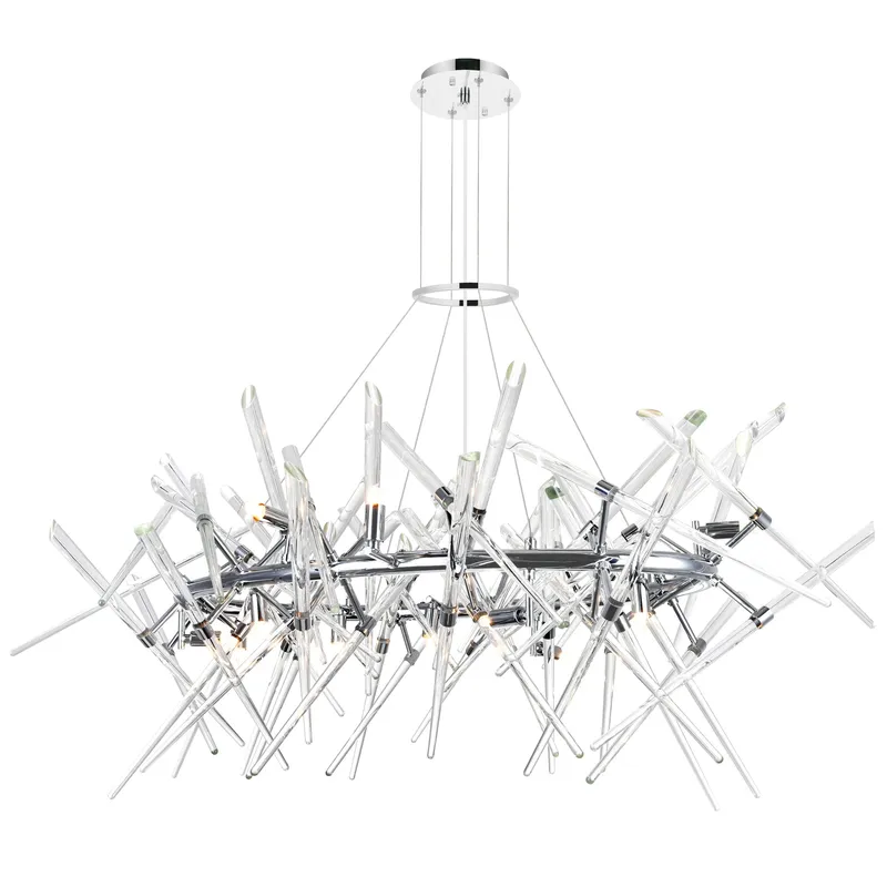 Icicle 12 Light 43in Chrome Chandelier — CWI Lighting LED Pendant Lights  