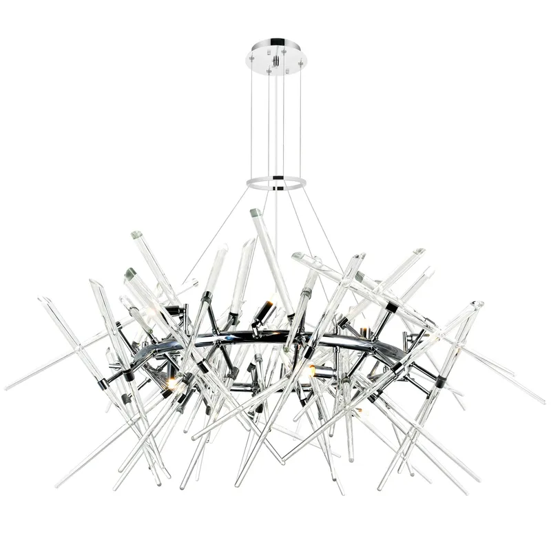 Icicle 12 Light 42in Chrome Chandelier — CWI Lighting LED Pendant Lights  
