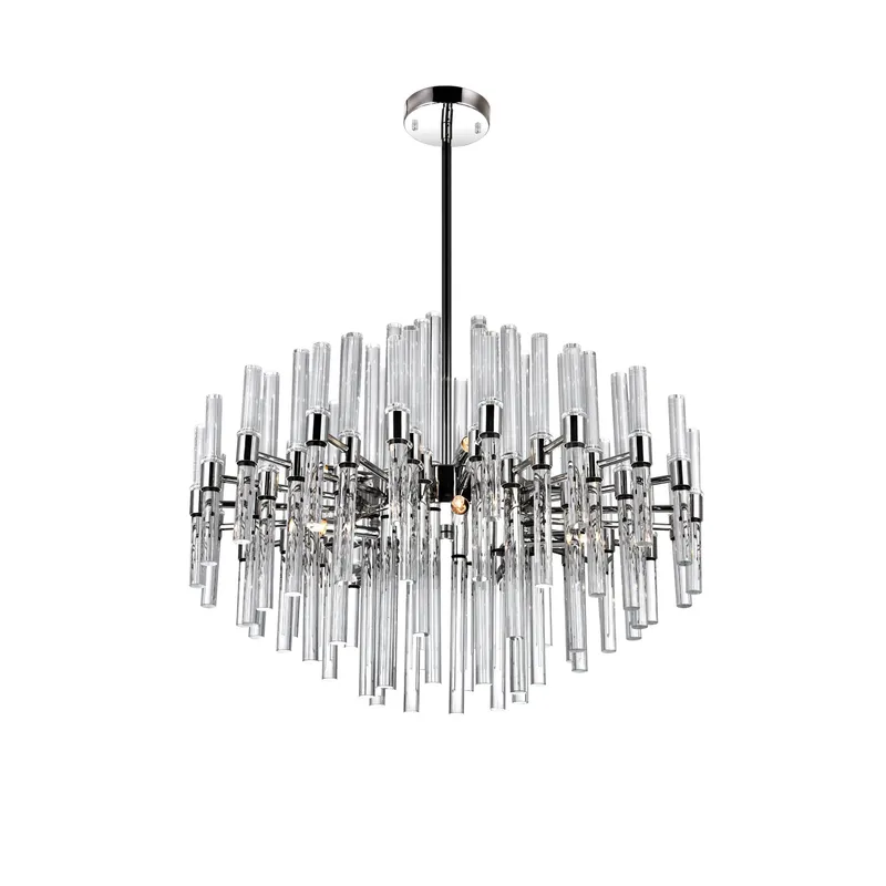 Miroir 10 Light 26in Polished Nickel Chandelier — CWI Lighting LED Pendant Lights  