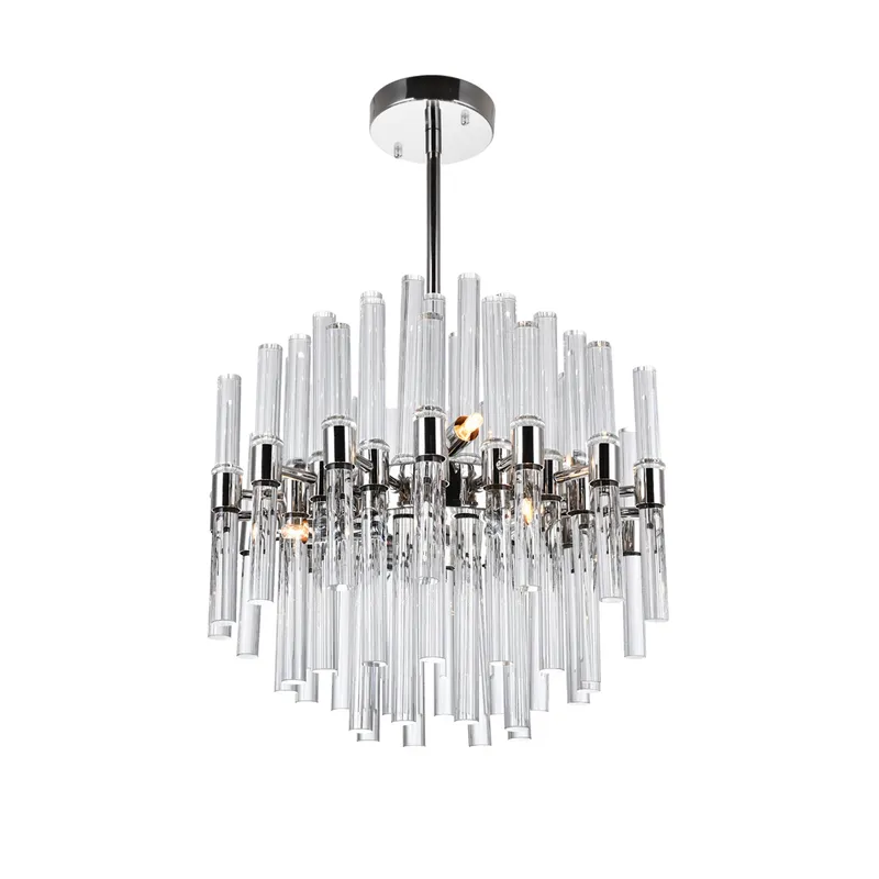Miroir 8 Light 16in Polished Nickel Chandelier — CWI Lighting LED Pendant Lights  