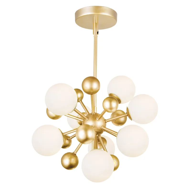 Element 8 Light 16in Sun Gold Chandelier — CWI Lighting LED Pendant Lights  