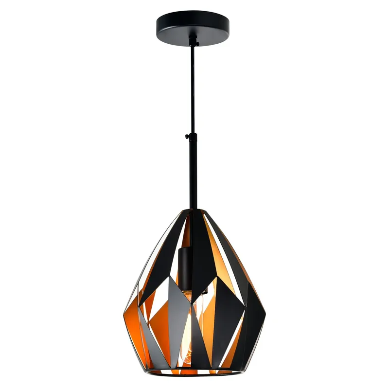 Oxide 1 Light 8in Black & Copper Down Mini Pendant — CWI Lighting LED Pendant Lights  