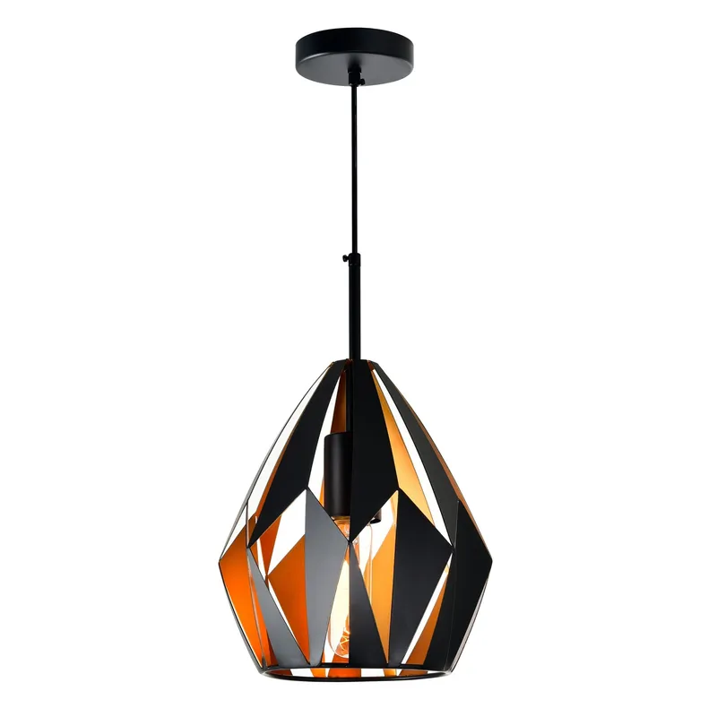 Oxide 1 Light 16in Black & Copper Down Pendant — CWI Lighting LED Pendant Lights  