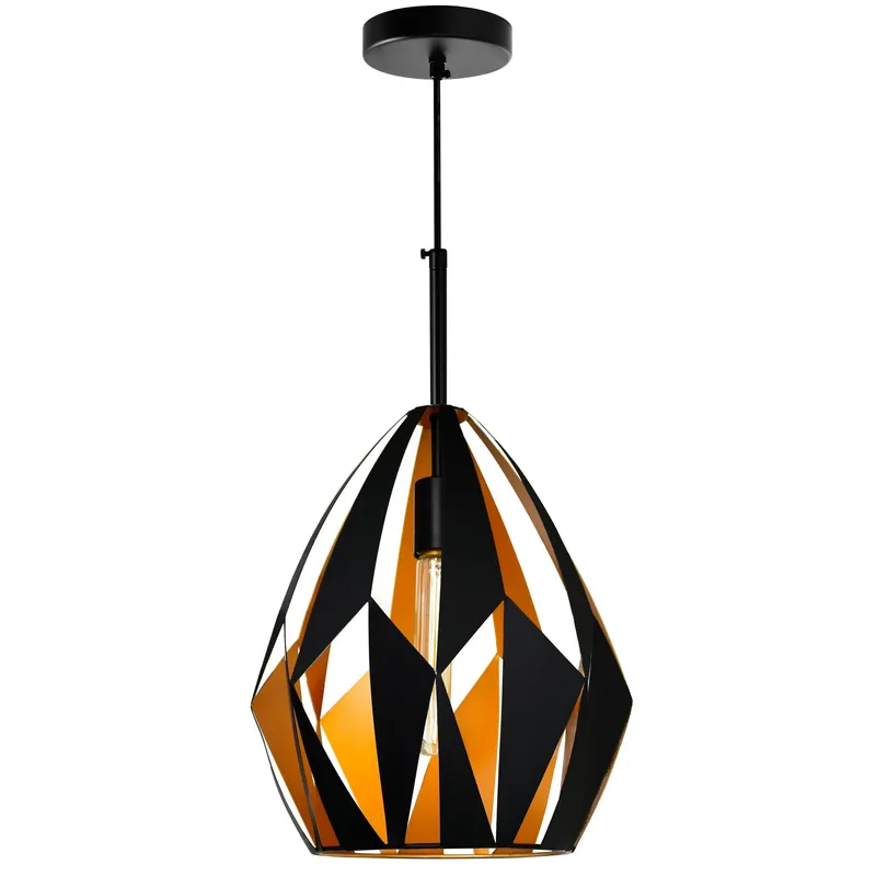 Oxide 1 Light 12in Black & Copper Down Pendant — CWI Lighting LED Pendant Lights  
