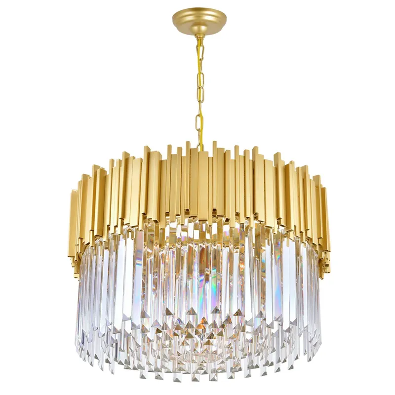 Deco 7 Light Medallion Gold Down Chandelier — CWI Lighting LED Pendant Lights  