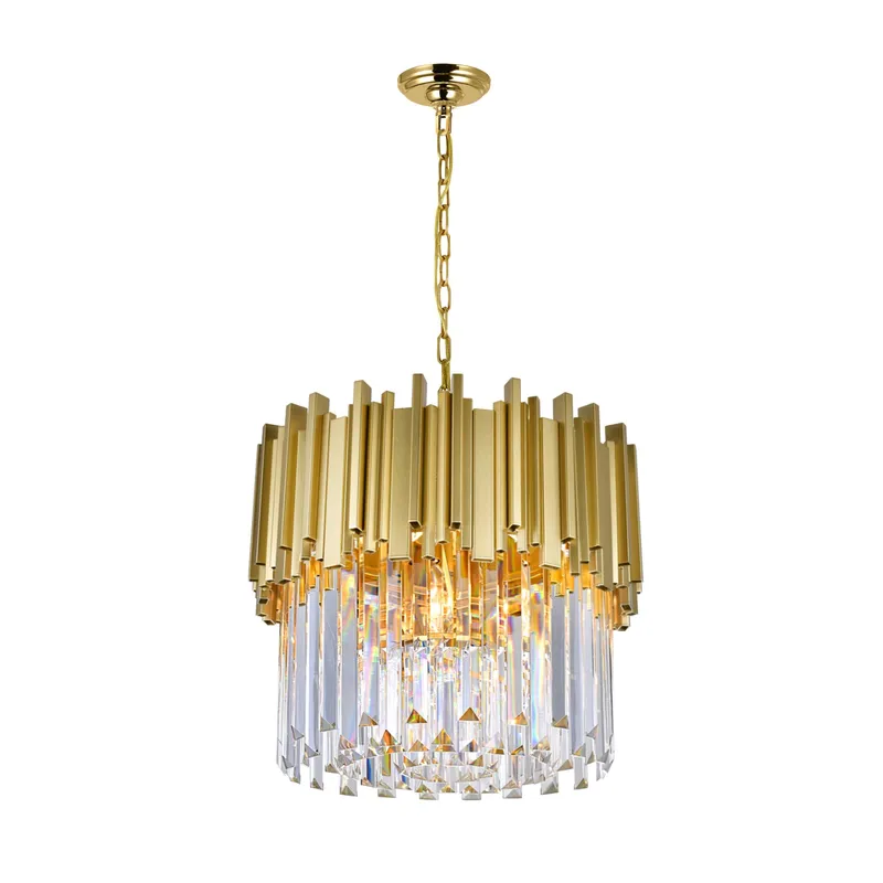 Deco 4 Light Medallion Gold Down Chandelier — CWI Lighting LED Pendant Lights  