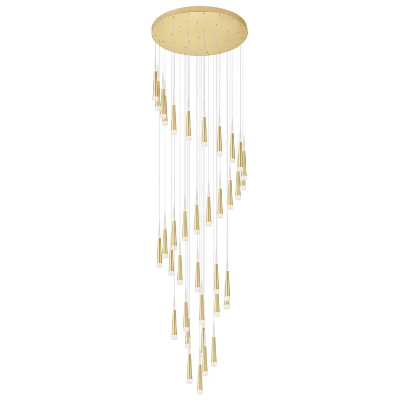 Andes Integrated LED Satin Gold Multi Light Pendant — CWI Lighting LED Pendant Lights  