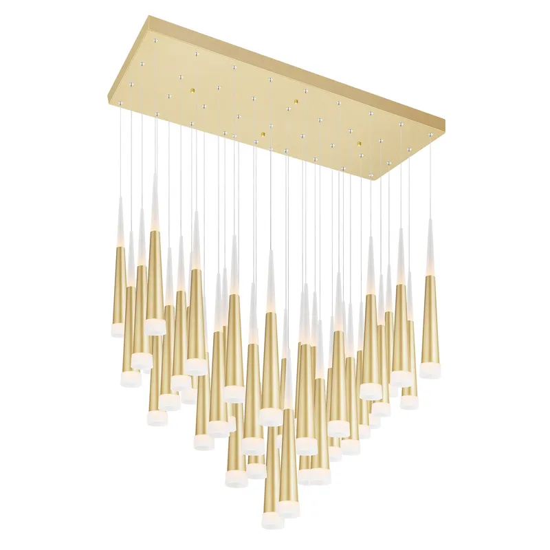 Andes LED Multi Light Pendant With Satin Gold Finish — CWI Lighting LED Pendant Lights  