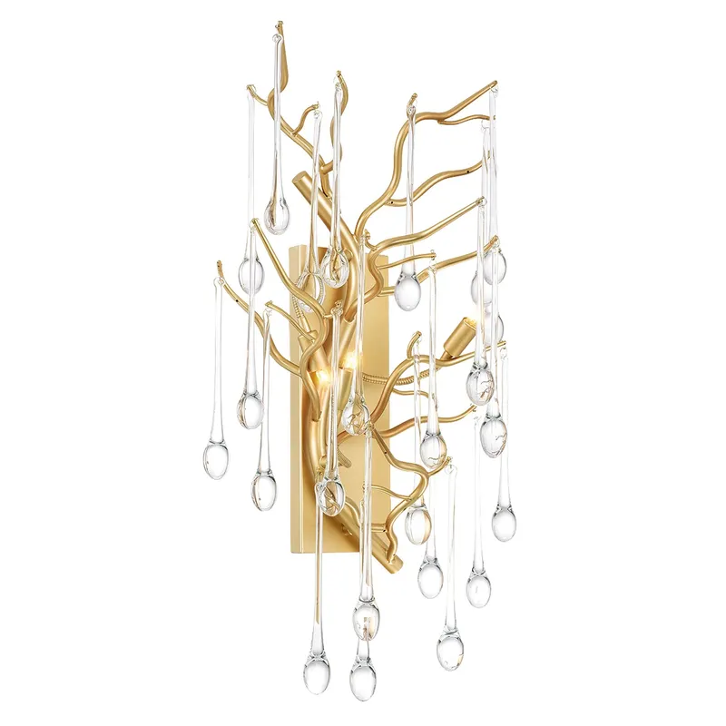 Anita 3 Light Gold Leaf Wall Sconce — CWI Lighting LED Wall Lights  