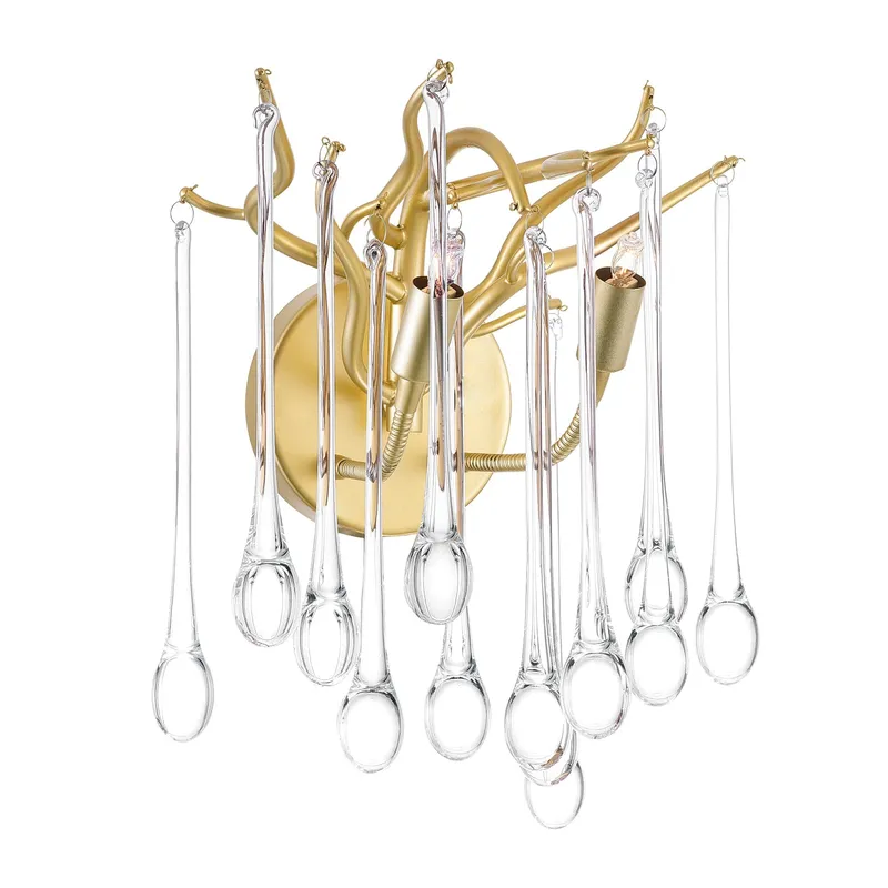 Anita 2 Light Gold Leaf Wall Sconce — CWI Lighting LED Wall Lights  