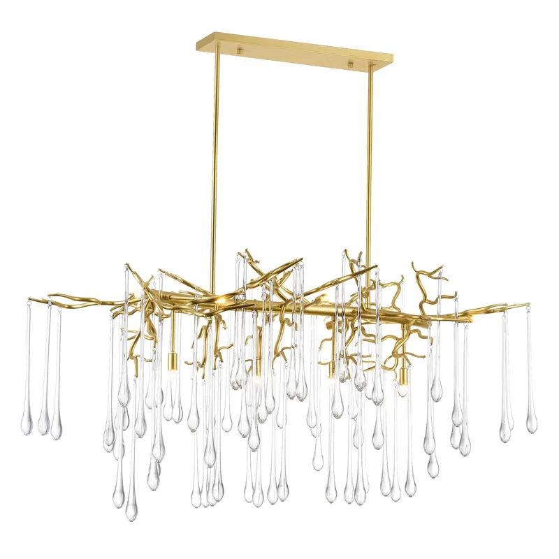 Anita 10 Light Gold Leaf Chandelier — CWI Lighting LED Pendant Lights  