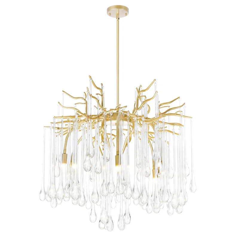 Anita 6 Light Gold Leaf Chandelier — CWI Lighting LED Pendant Lights  