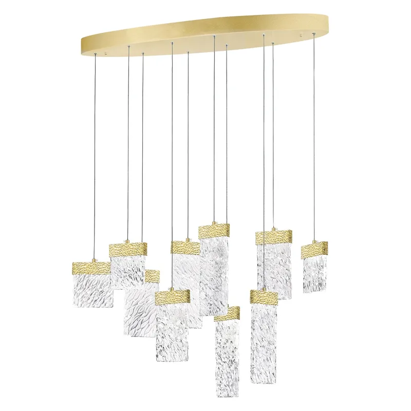 Carolina Integrated LED 40in Gold Leaf Chandelier — CWI Lighting LED Pendant Lights  