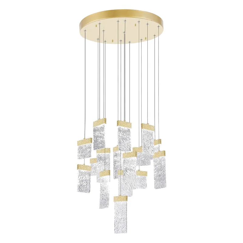 Carolina Integrated LED 32in Gold Leaf Chandelier — CWI Lighting LED Pendant Lights  