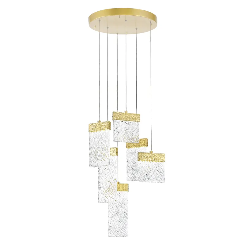Carolina Integrated LED 16in Gold Leaf Chandelier — CWI Lighting LED Pendant Lights  