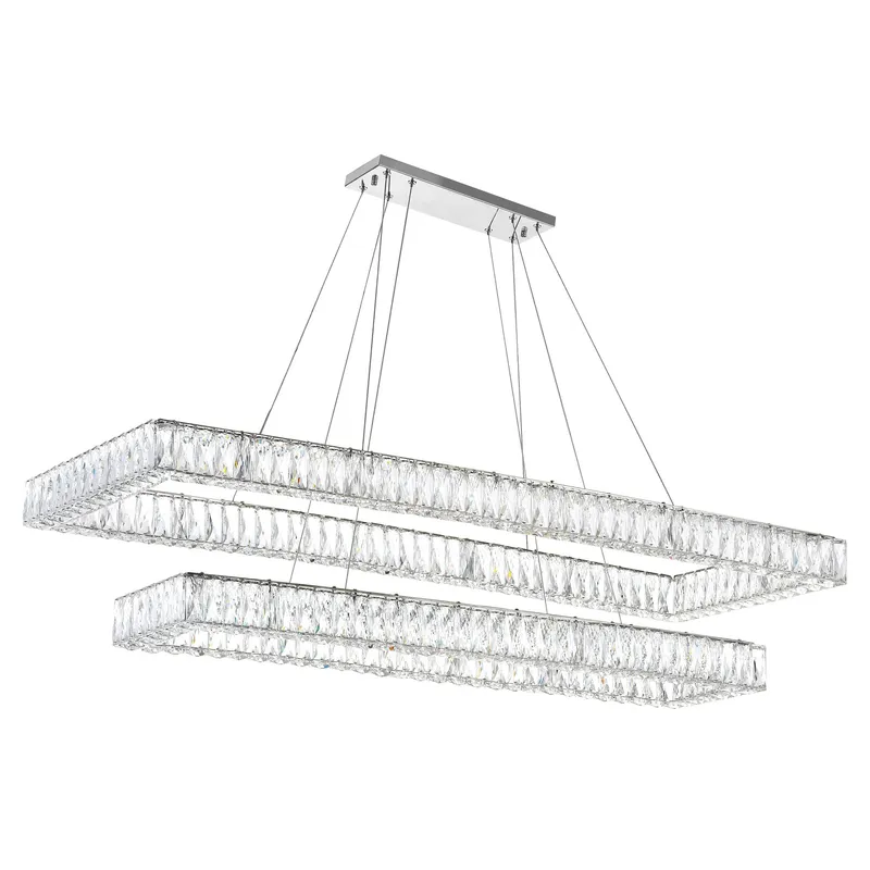 Felicity Integrated LED 2-Tier Chrome Chandelier — CWI Lighting LED Pendant Lights  