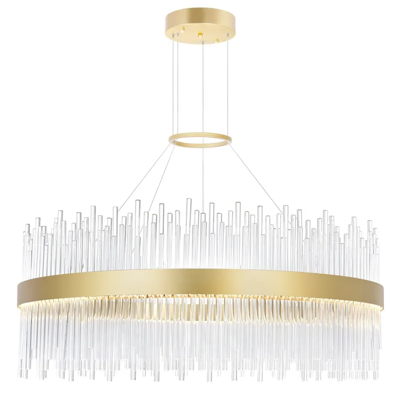 Genevieve Integrated LED 32in Medallion Gold Chandelier — CWI Lighting LED Pendant Lights  