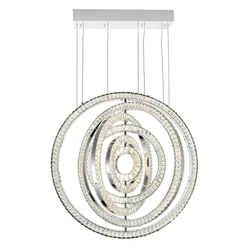 Celina Integrated LED 37in Round Chrome Chandelier — CWI Lighting LED Pendant Lights  