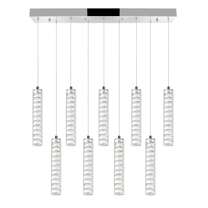 Celina Integrated LED 32in 9 Pendant Chrome Chandelier — CWI Lighting LED Pendant Lights  