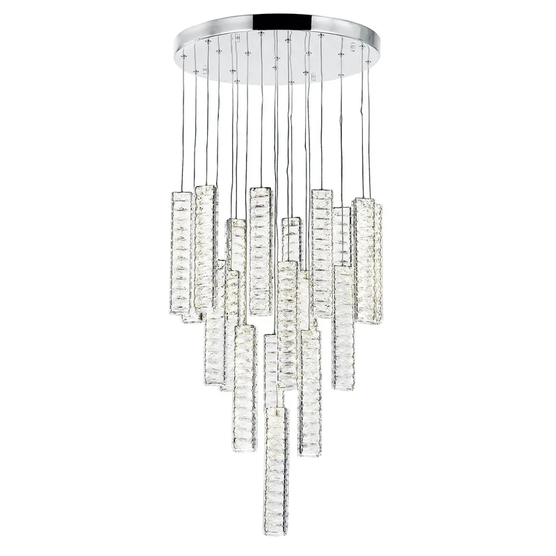 Celina Integrated LED 20in 19 Pendant Chrome Chandelier — CWI Lighting LED Pendant Lights  