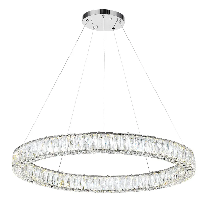 Madeline Integrated LED 32in Chrome Chandelier — CWI Lighting LED Pendant Lights  