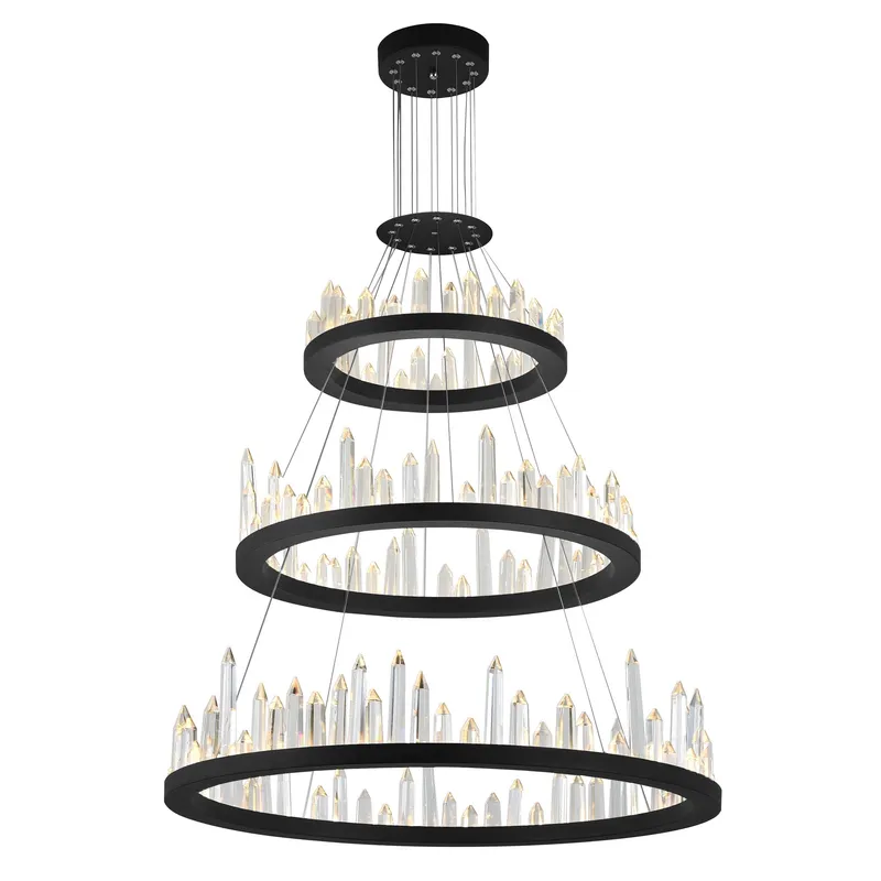 Juliette Integrated LED 32in Black Chandelier — CWI Lighting LED Pendant Lights  