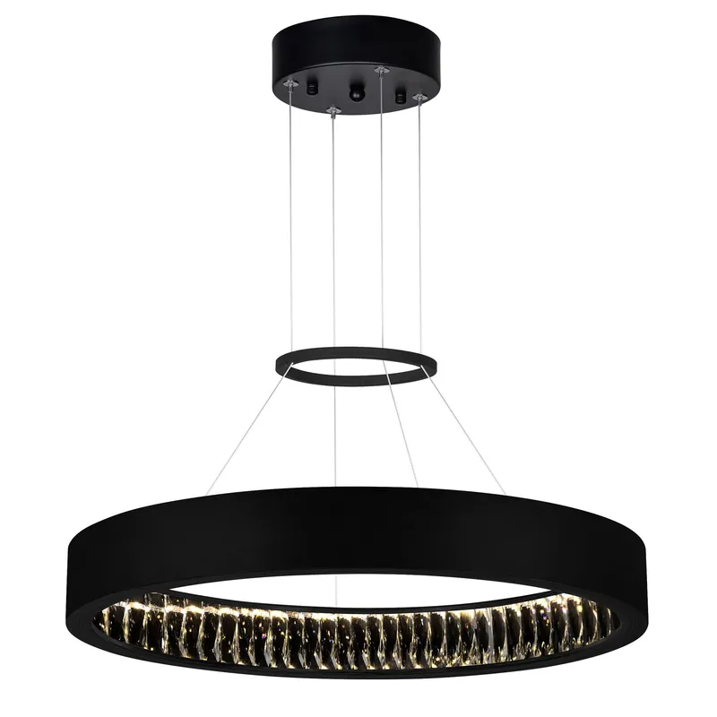 Rosalina Integrated LED 26in Matte Black Chandelier — CWI Lighting LED Pendant Lights  