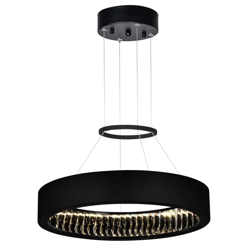 Rosalina Integrated LED 20in Matte Black Chandelier — CWI Lighting LED Pendant Lights  