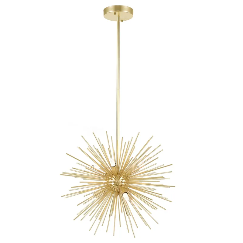 Savannah 6 Light 16in Gold Leaf Chandelier — CWI Lighting LED Pendant Lights  