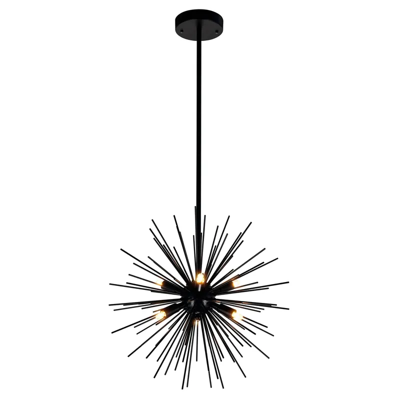 Savannah 6 Light 16in Black Chandelier — CWI Lighting LED Pendant Lights  