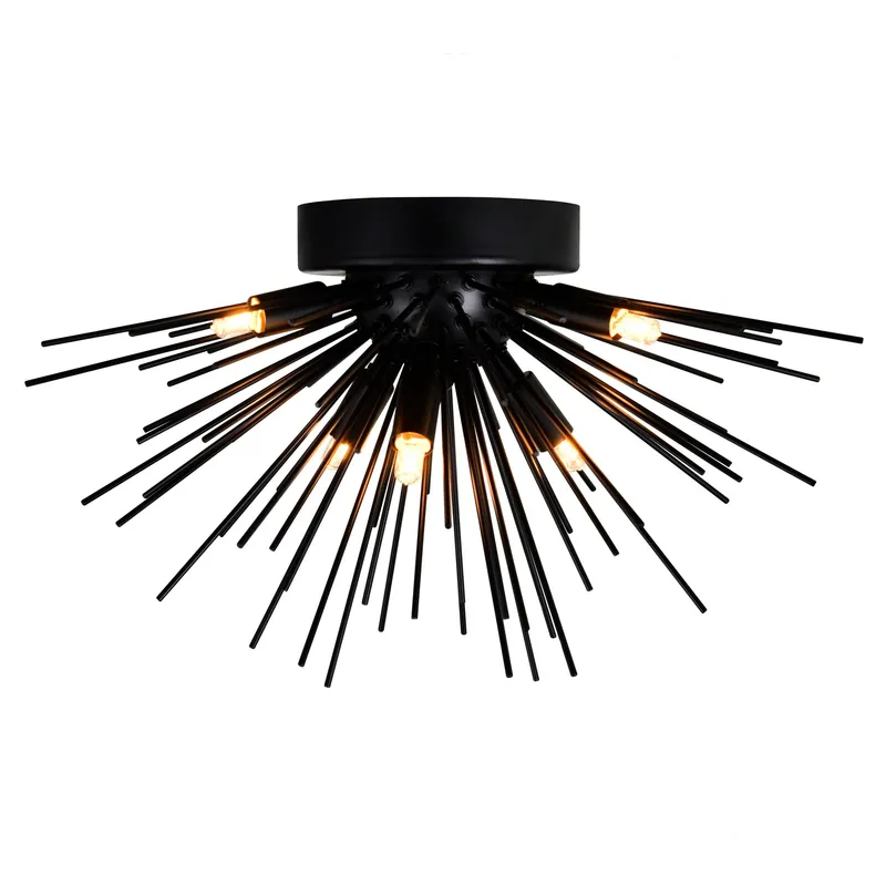Savannah 6 Light 20in Black Flush Mount — CWI Lighting LED Ceiling Lights  