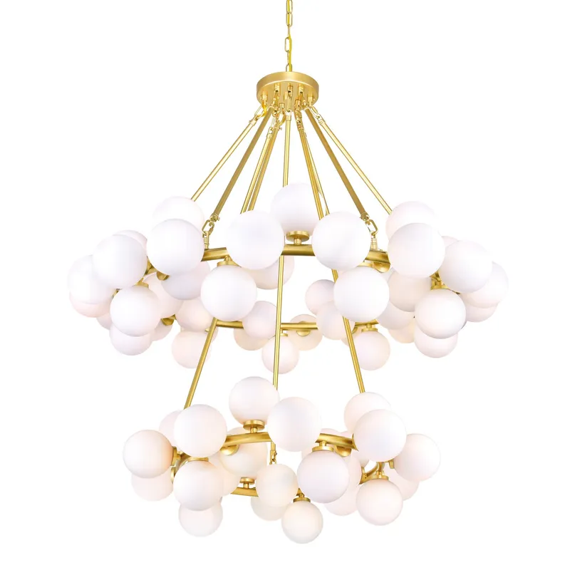 Arya 70 Light Satin Gold Chandelier — CWI Lighting LED Pendant Lights  