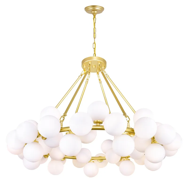 Arya 45 Light Satin Gold Chandelier — CWI Lighting LED Pendant Lights  