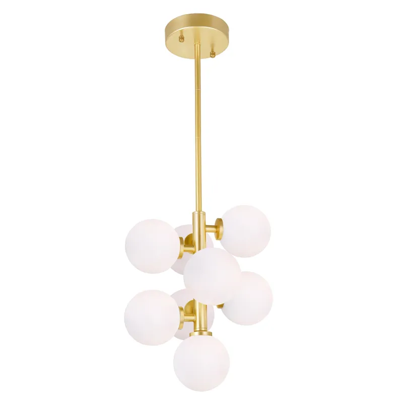 Arya 8 Light Satin Gold Pendant — CWI Lighting LED Pendant Lights  