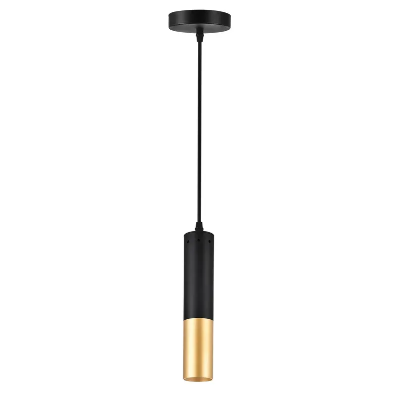 Anem 1 Light Matte Black & Satin Gold Down Mini Pendant — CWI Lighting LED Pendant Lights  