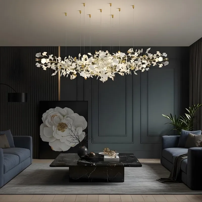 Calla Ginko Leaf Linear Chandelier — Seus Lighting LED Linear Lights  2700K