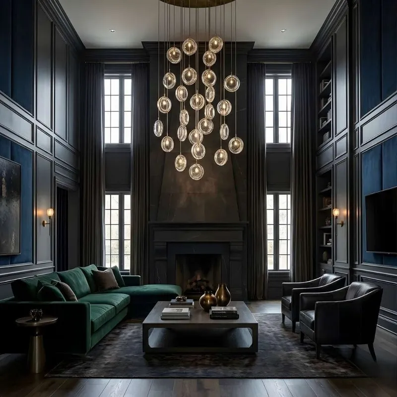Arcli Contemporary Glass Cluster Chandelier — Seus Lighting LED Pendant Lights  2700K